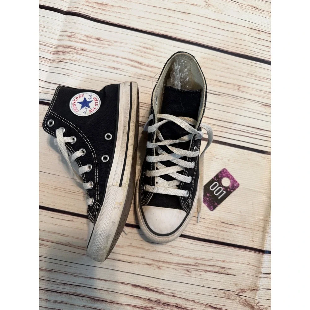 Converse Chuck Taylor All Star High Top Black Canvas Sneakers Kids Size 2